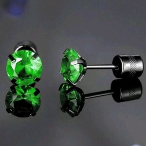 screw back Green Stud Earrings